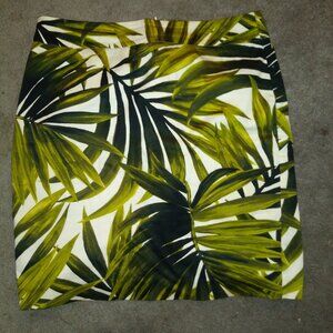 Ann Taylor Palm Print Straight Skirt Size 10